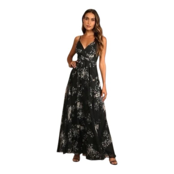 Lulus Made to Flaunt Black Floral Print Maxi Dress Women Size S Sleeveless Dress - Picture 2 of 10